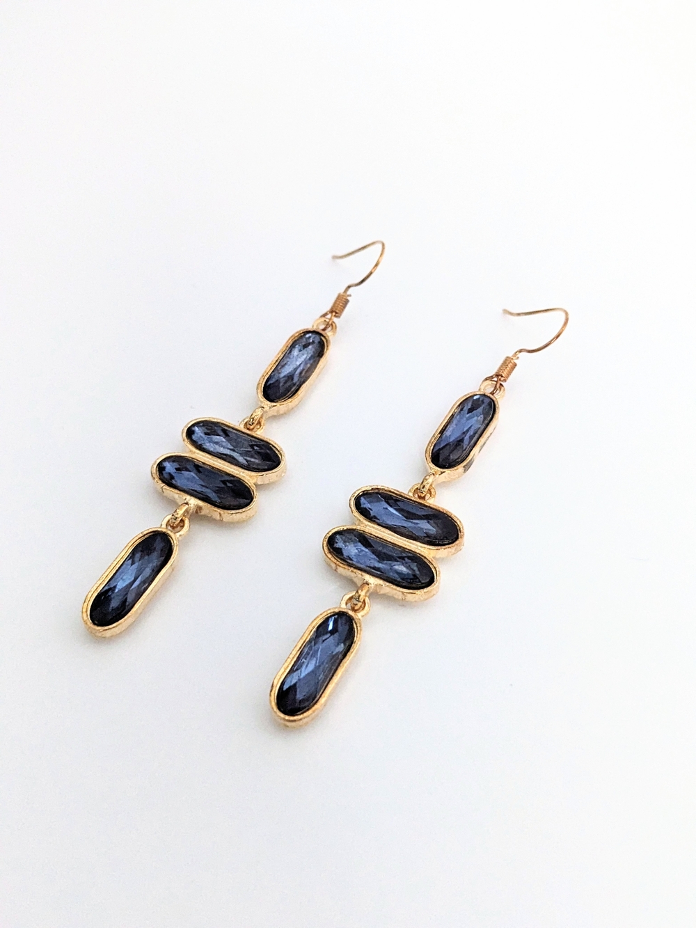 Blue Faceted Stone Earrings - Picture 2 of 2